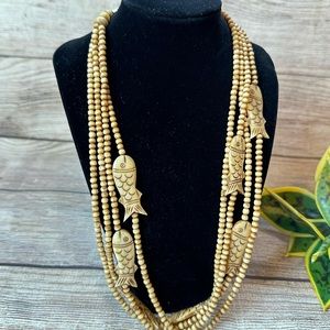 Boho Vintage Carved Fish  Necklace